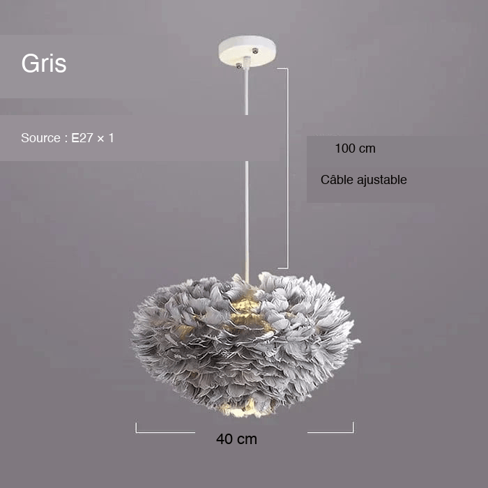 GRIS 40 CM Suspension à plumes