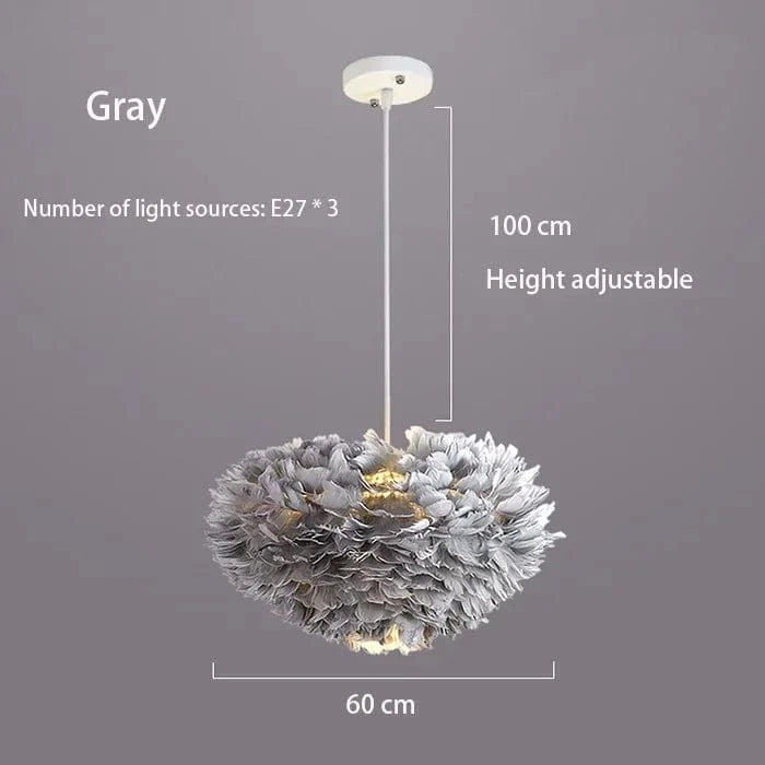 GRIS 60 CM Suspension à plumes