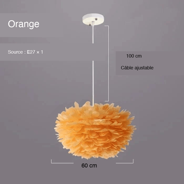 ORANGE 60 CM Suspension à plumes