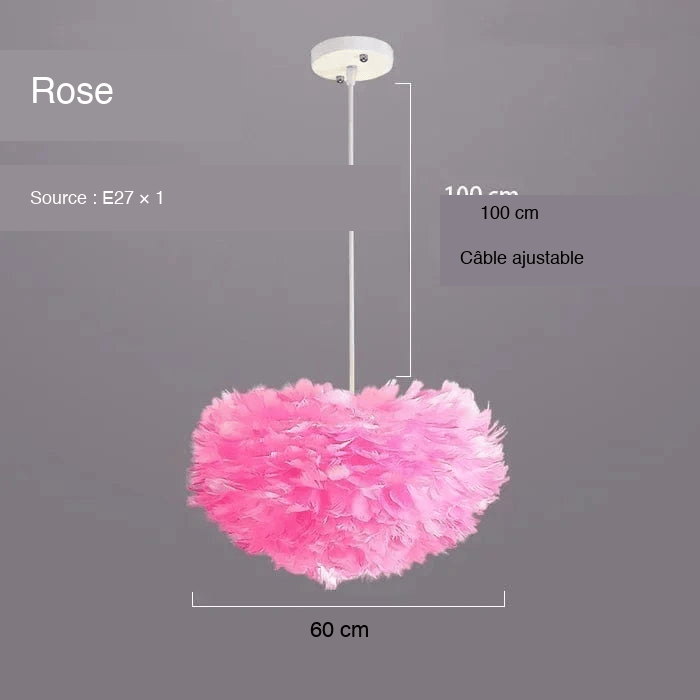 ROSE 60 CM Suspension à plumes