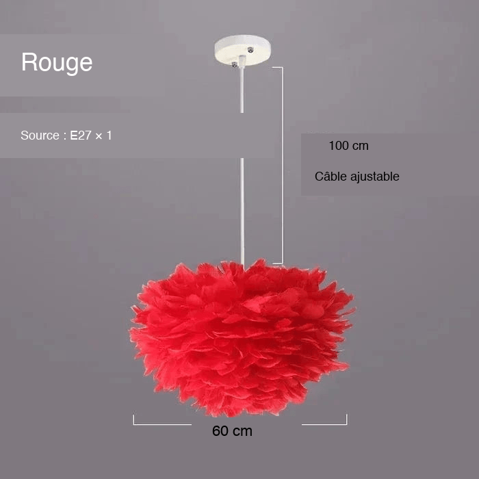 ROUGE 60 CM Suspension à plumes