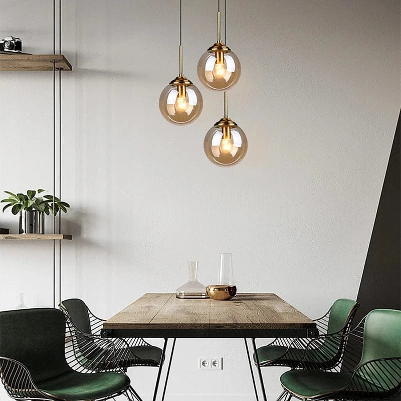 Suspension boule verre design