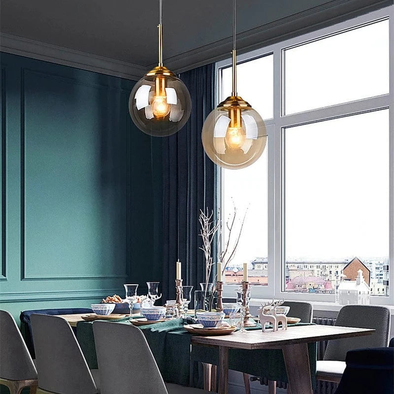 Suspension boule verre design