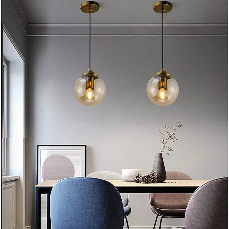 Suspension boule verre design