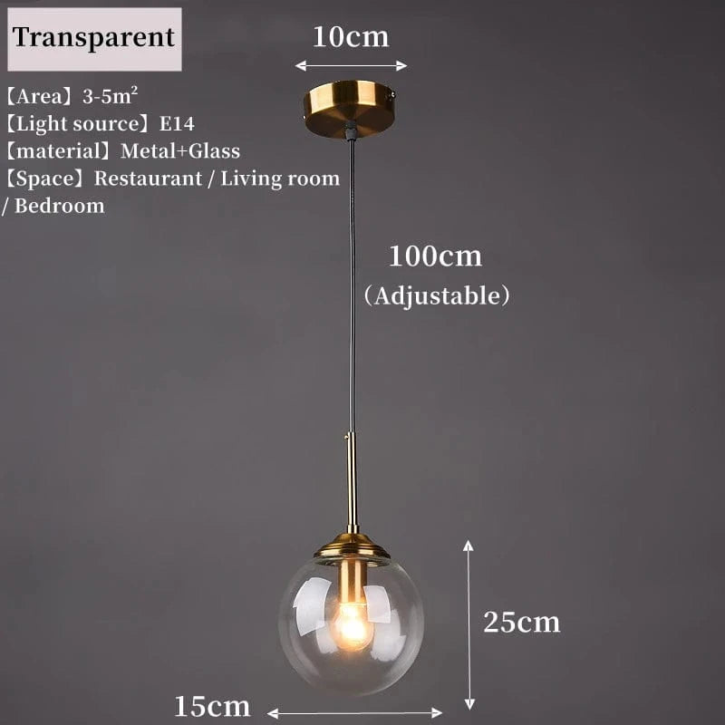 TRANSPARENT / LUMIÈRE CHAUDE Suspension boule verre design