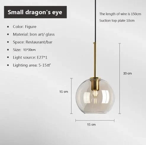 A15cm / AVEC AMPOULE Suspension en verre et laiton