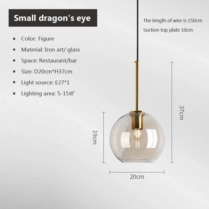 A20cm / SANS AMPOULE Suspension en verre et laiton