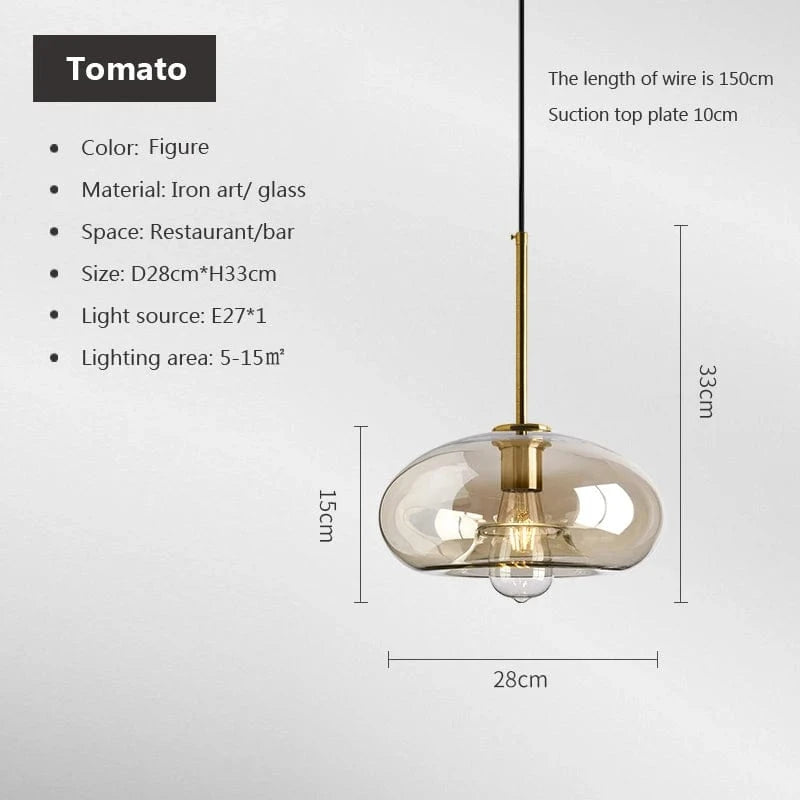A28cm / SANS AMPOULE Suspension en verre et laiton