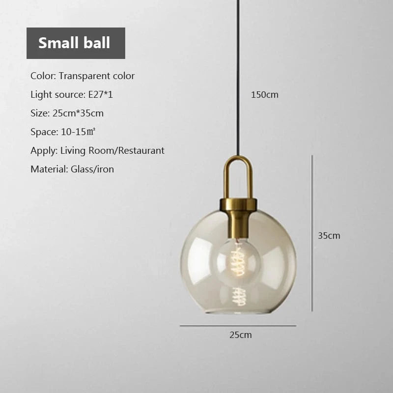 B25cm 1 / SANS AMPOULE Suspension en verre et laiton