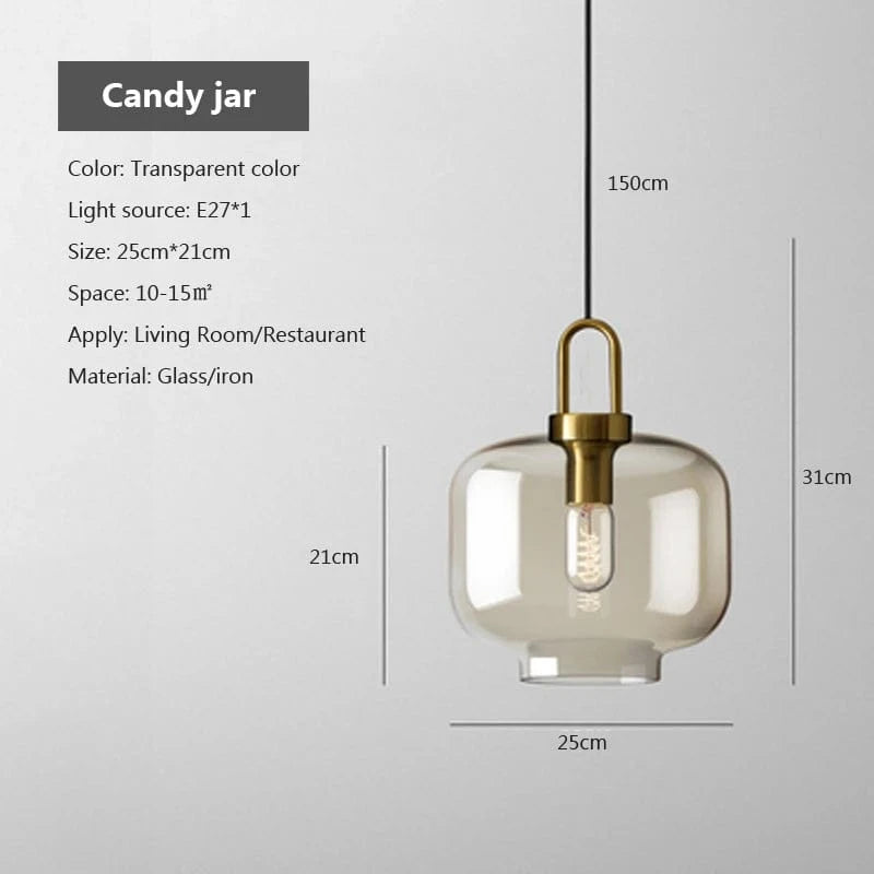 B25cm / AVEC AMPOULE Suspension en verre et laiton