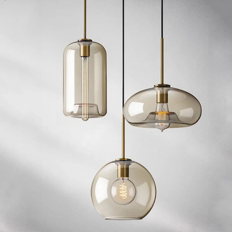 Suspension en verre et laiton