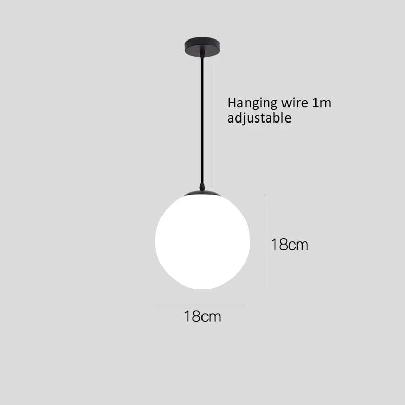 NOIR 18 CM / LUMIÈRE CHAUDE Suspension globe blanc