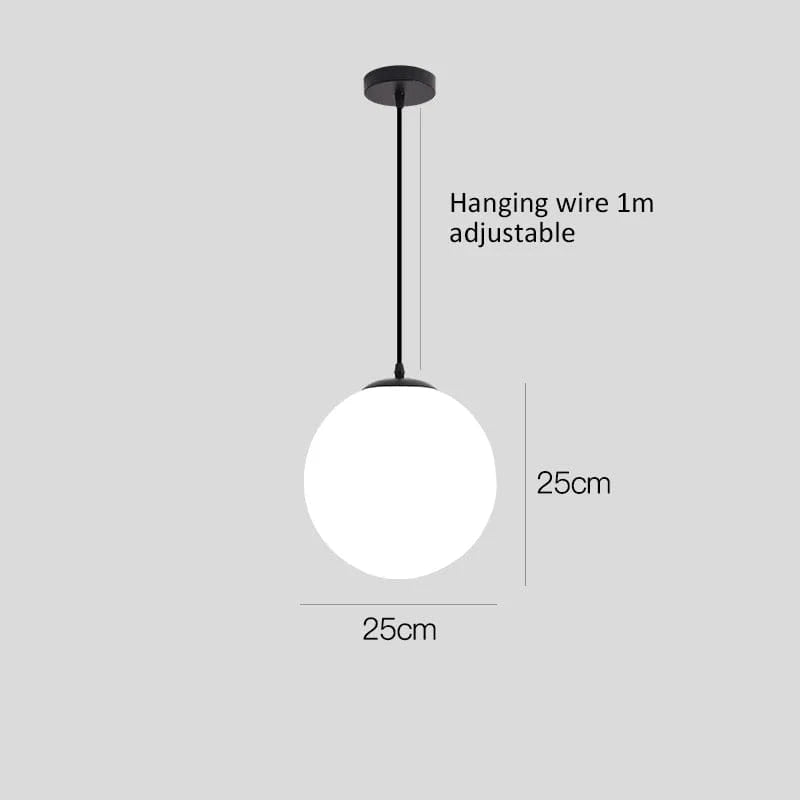 NOIR 25 CM / LUMIÈRE CHAUDE Suspension globe blanc