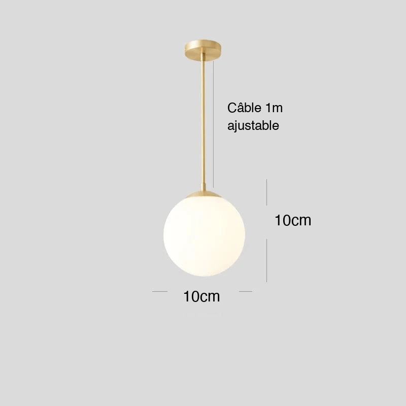 OR 10 CM / LUMIÈRE CHAUDE Suspension globe blanc