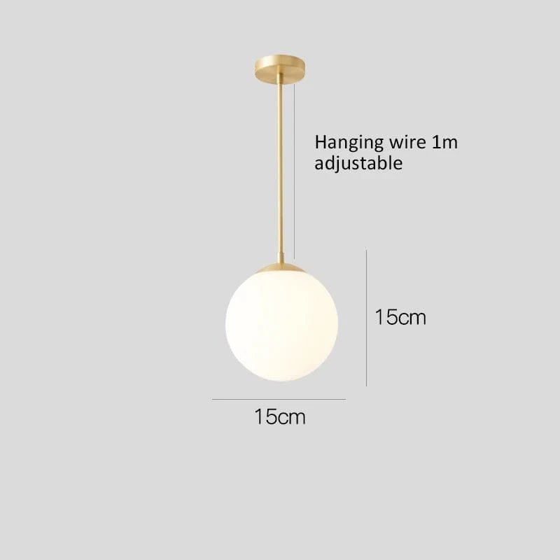 OR 15 CM / LUMIÈRE CHAUDE Suspension globe blanc