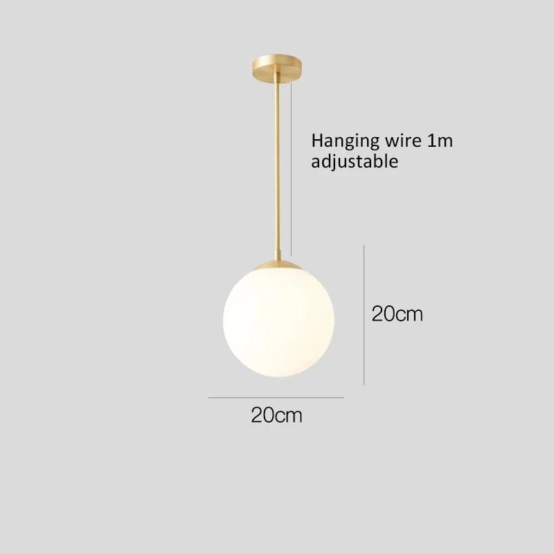 OR 20 CM / LUMIÈRE CHAUDE Suspension globe blanc