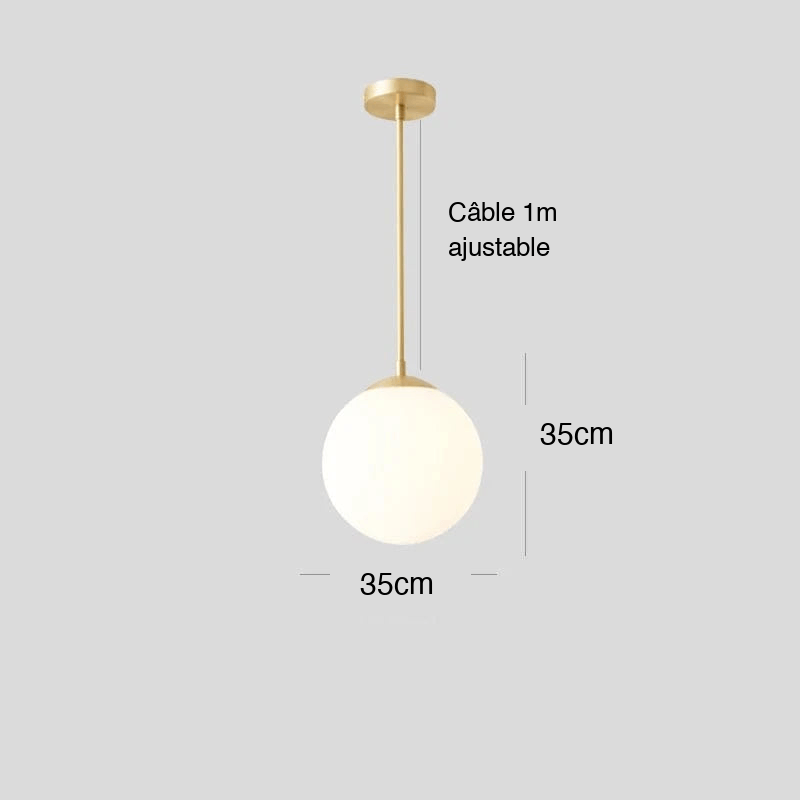 OR 35 CM / LUMIÈRE CHAUDE Suspension globe blanc