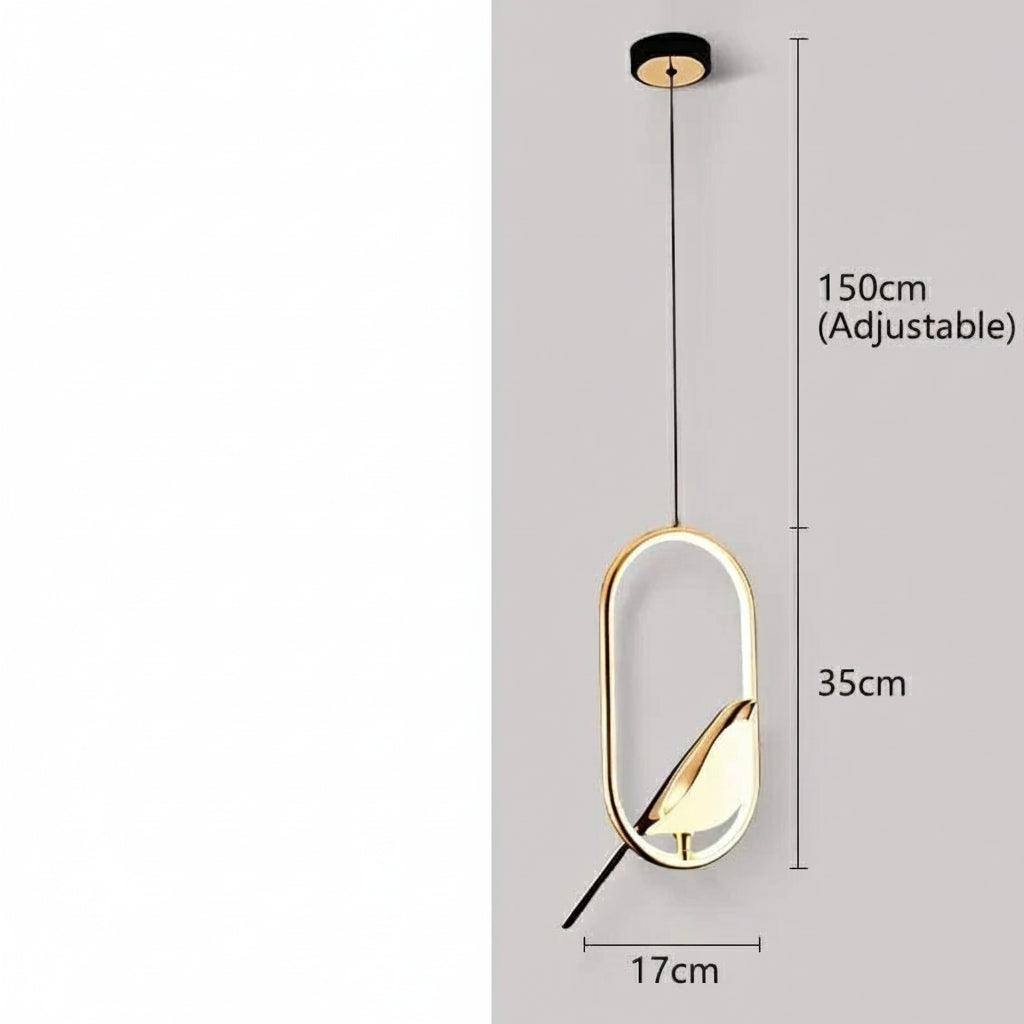 Ellipse-Gold / TRICOLORE (CONTRÔLE INTERUPTEUR MURAL) Suspension luminaire oiseau