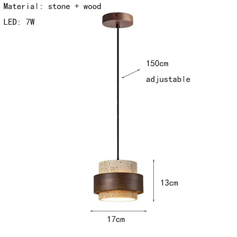 1 Light / Warm light 3000K Suspension luminaire travertin