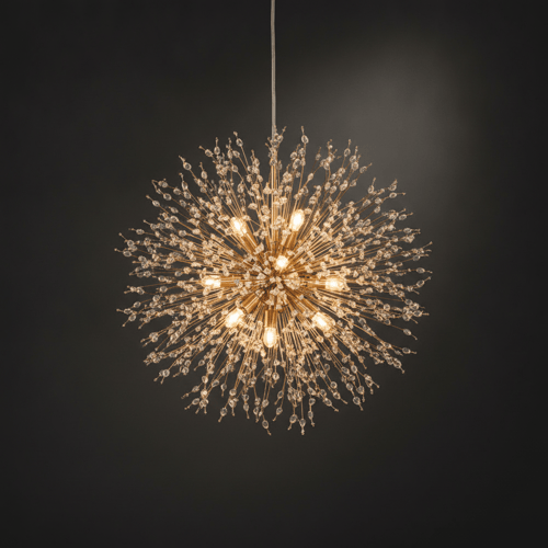 OR / TRICOLORE / Diamètre de la tête 40 CM (8 ampoules), Longueur du câble 110 CM, Base au plafond 9 CM Suspension pissenlit