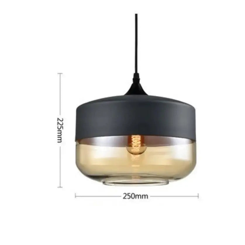 BLACK B AMBER Suspension verre et métal design moderne