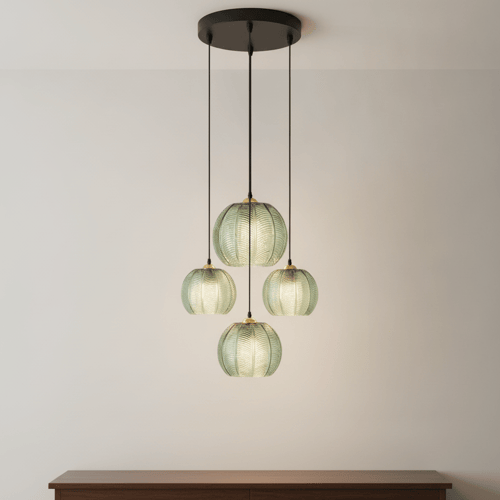 SANS AMPOULE / 25 CM Suspension verre strié