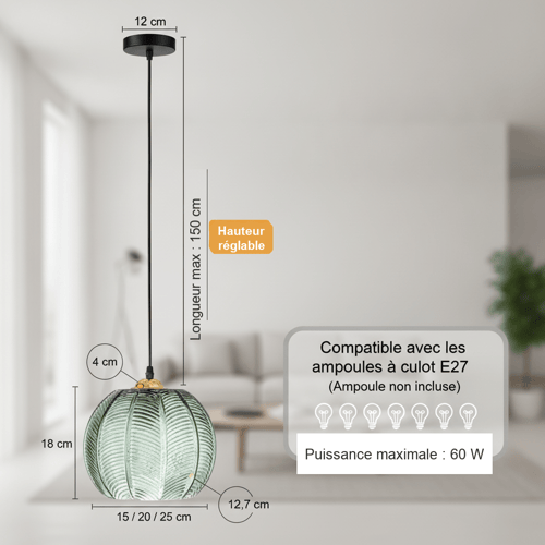 Suspension verre strié