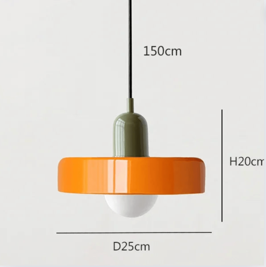 VERT ET ORANGE / LUMIÈRE FROIDE Suspension scandinave vintage